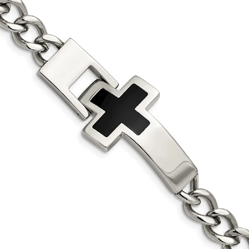 Men's Stainless Steel Cross Bracelet, 9.25 Inch