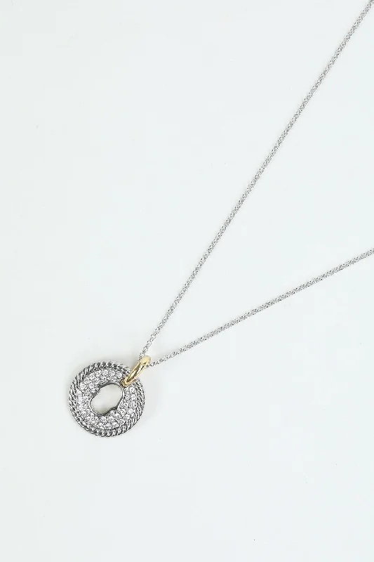 Silver Crystal Circle Pendant Necklace