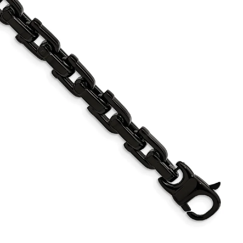 Men's Black Plated Stainless Steel Shackle Link Bracelet, 8.5 Inch