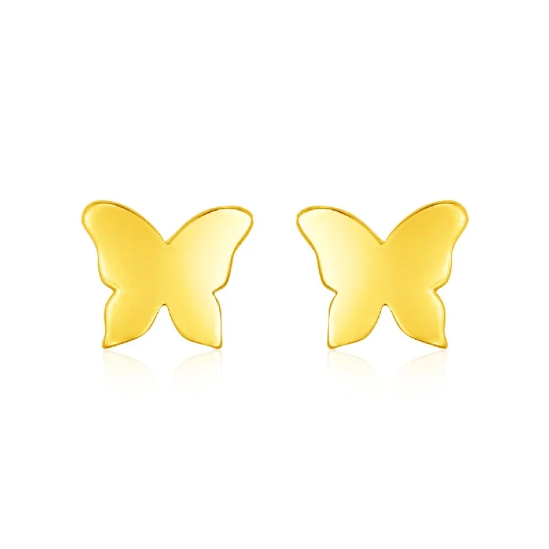 14k Yellow Gold Polished Butterfly Post Earrings