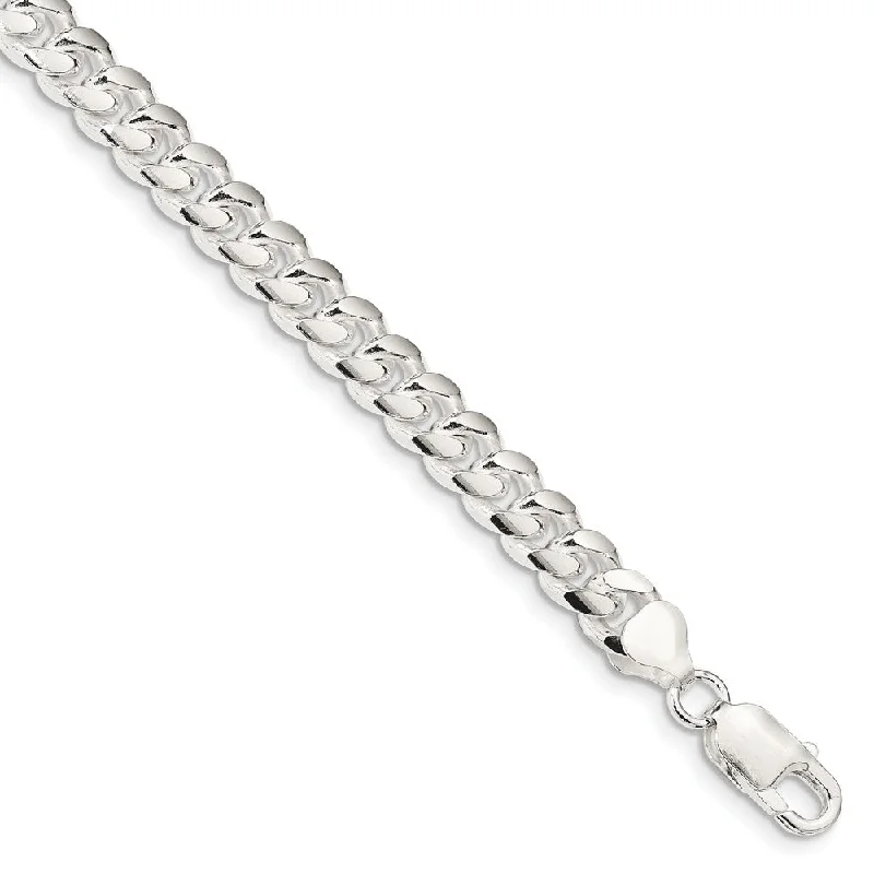 Men's 7.25mm Sterling Silver, Solid D/C Domed Curb Chain Bracelet