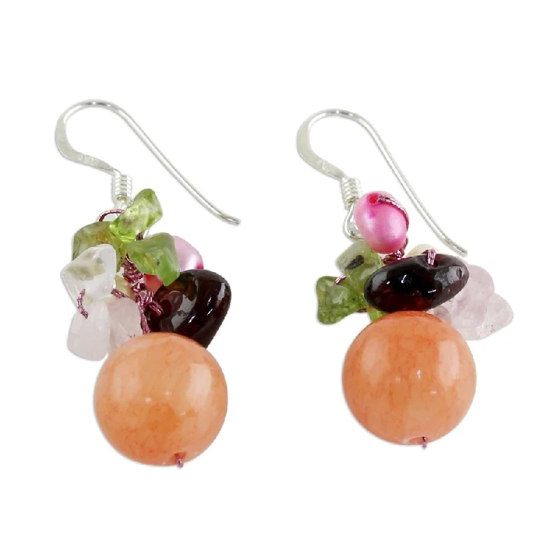 Handmade Pearl and Rose Quartz Strawberry Fantasy Earrings (Thailand) - 1.4L*0.6W