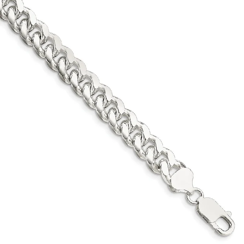 Men's 8.5mm Sterling Silver Solid D/C Domed Curb Chain Bracelet