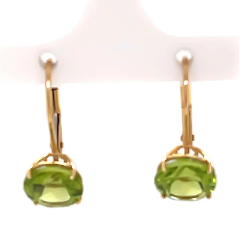 14Kt Yellow Gold Peridot Gemstone Earrings