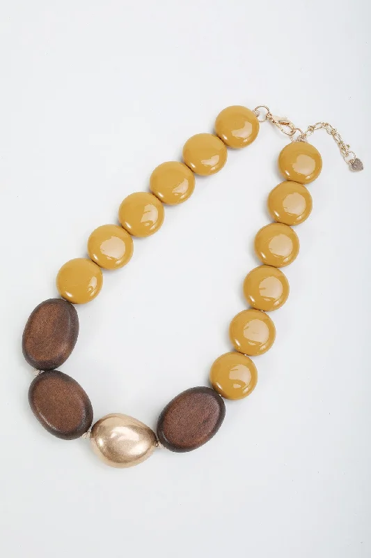 Mustered Yellow Beaded Necklace