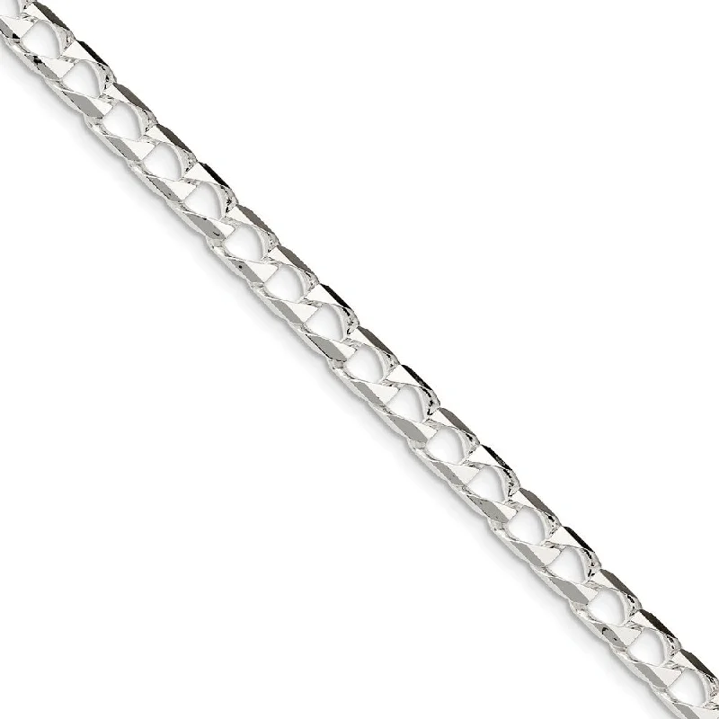 Men's 6.25mm Sterling Silver Flat Square Curb Chain Bracelet