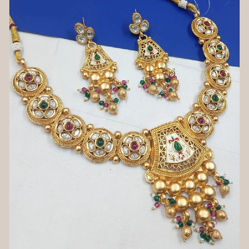 Padmawati Bangles Gold Plated Pota Stone And Meenakari Necklace Set