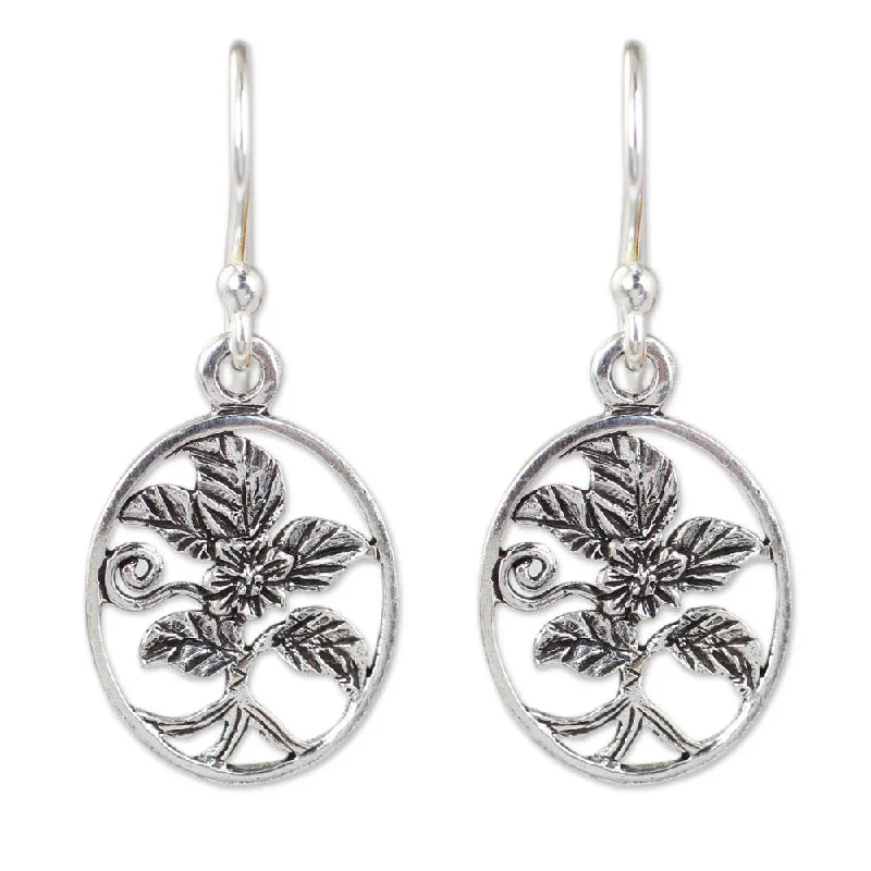 Handmade Sterling Silver 'Hollyhocks' Earrings (Thailand)