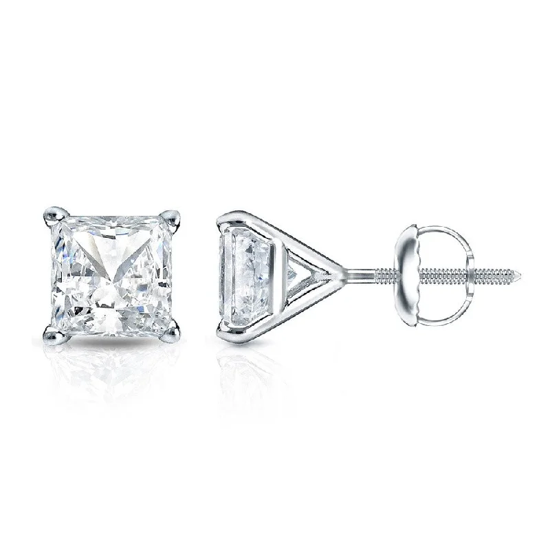 Auriya 1/3ctw Princess-cut Diamond Stud Earrings 14k Gold Martini-set (H-I, SI1-SI2)