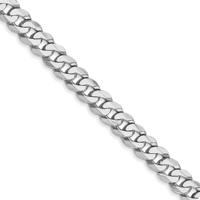 4.3mm, 14K White Gold, Solid Miami Cuban (Curb) Chain Bracelet