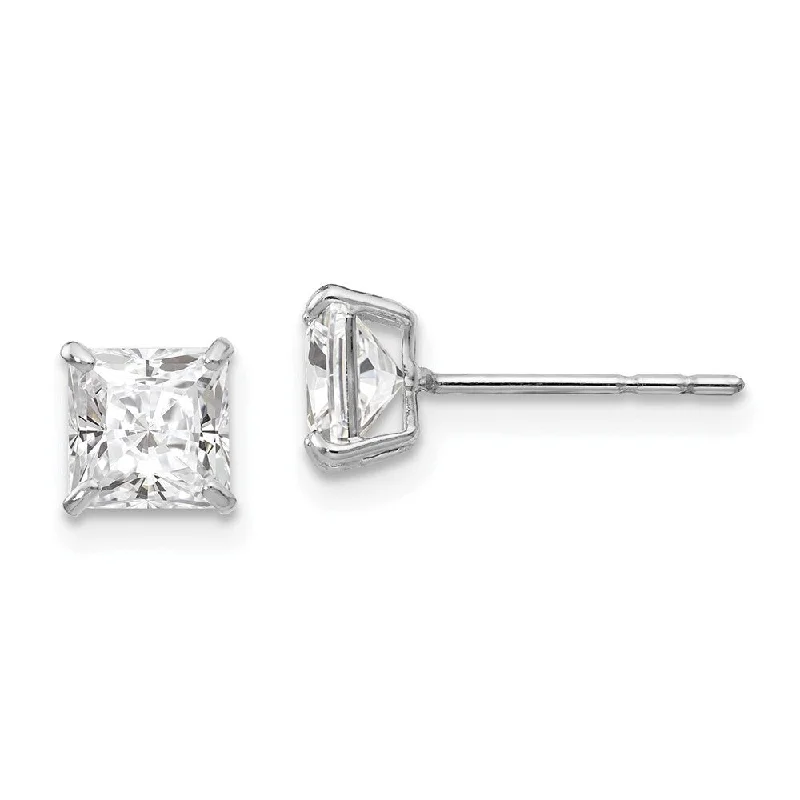 14k White Gold Madi K Square CZ Earrings (L-5 mm, W-5 mm)