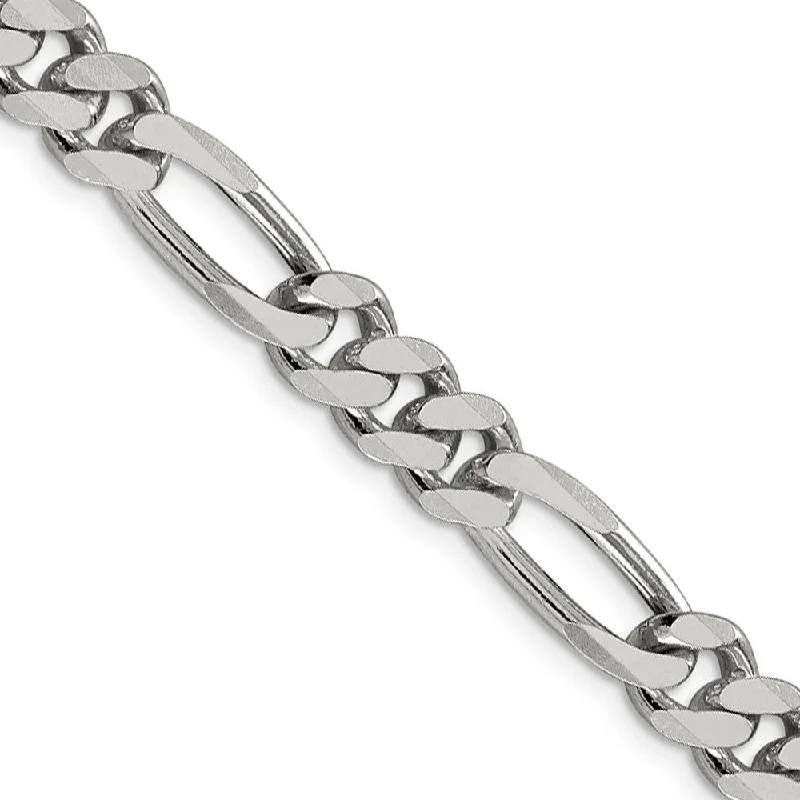 Men's 8mm Sterling Silver Solid Figaro Chain Bracelet