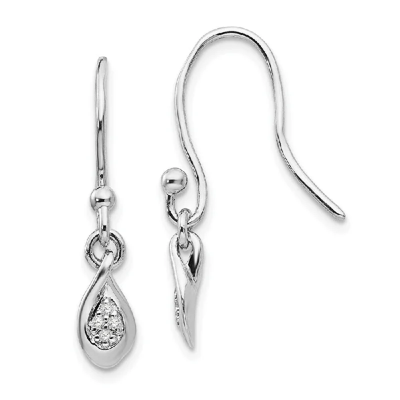 925 Sterling Silver Diamond Earrings (L-25 mm, W-6 mm)