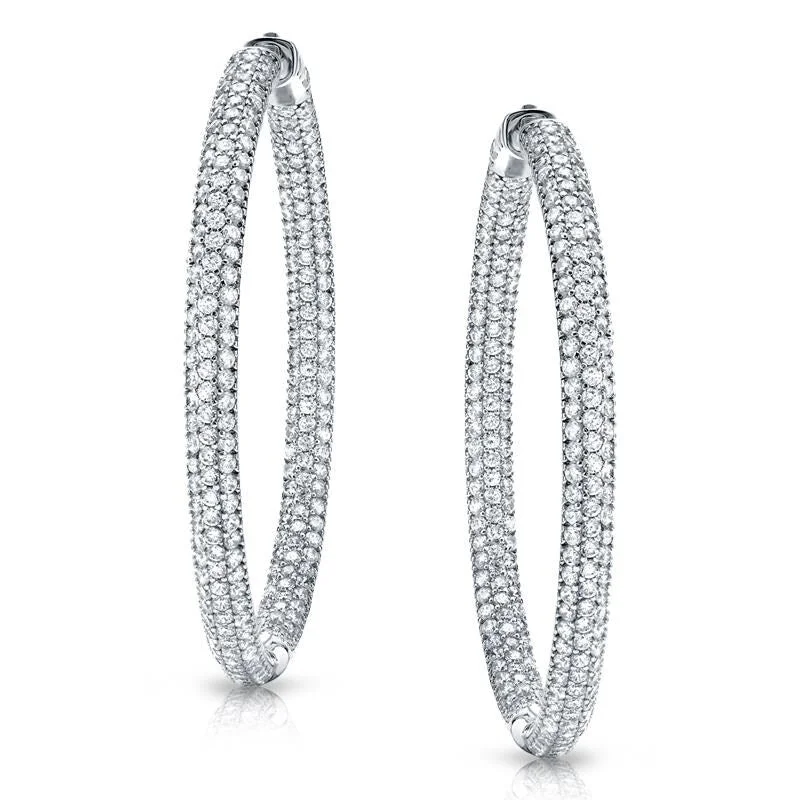 Auriya 14k Gold 7 carat TW Large Pave Diamond Hoop Earrings - 1.96-inch (J-K, I1-I2)