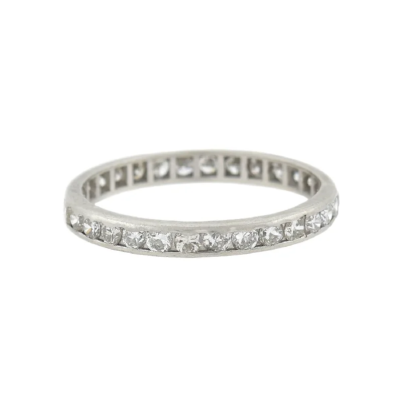 Late Art Deco Platinum Diamond Eternity Band 1ctw