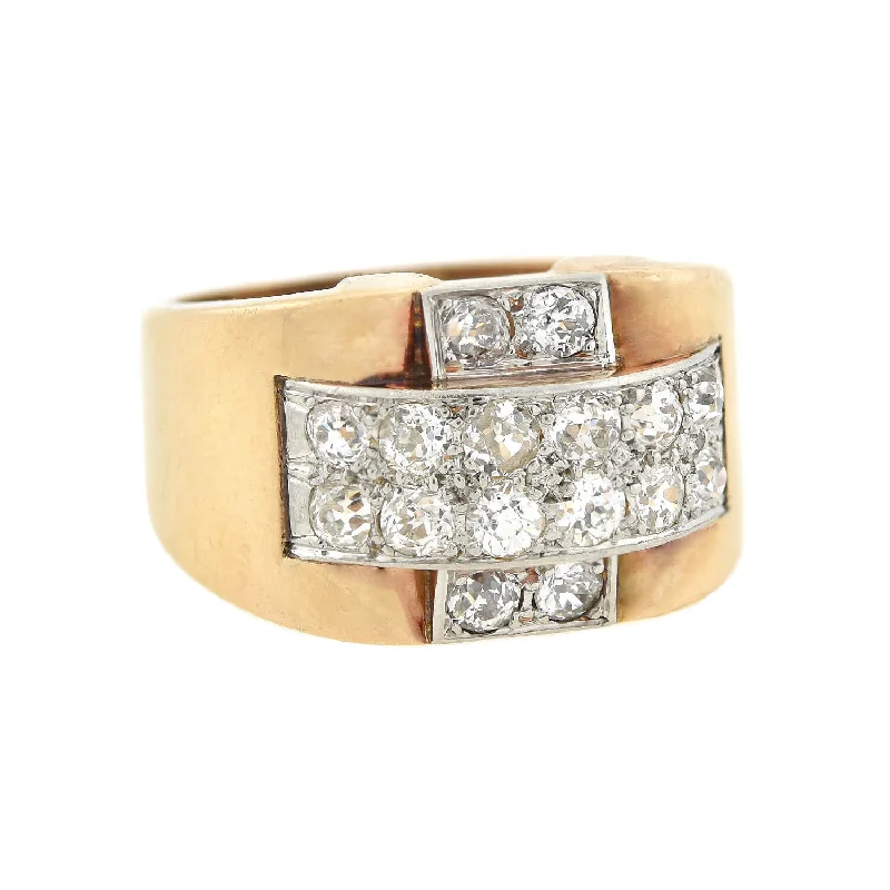 Retro 14kt/Platinum + Diamond Statement Ring