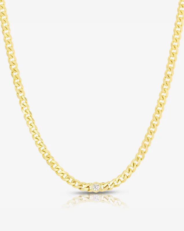 Petite Bezel-Set Diamond Curb Chain Choker