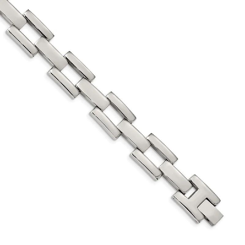 Men's 13mm Stainless Steel Polished Open Link Bracelet, 8.5 Inch