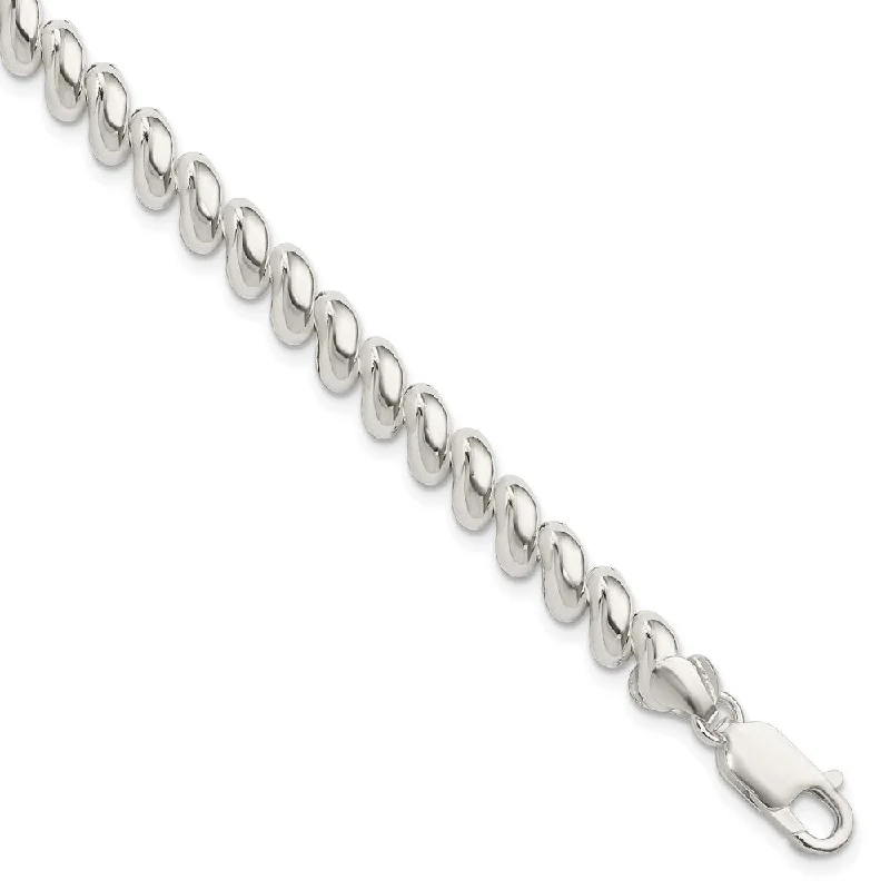 Sterling Silver 7mm Polished San Marco Chain Bracelet, 7.5 Inch