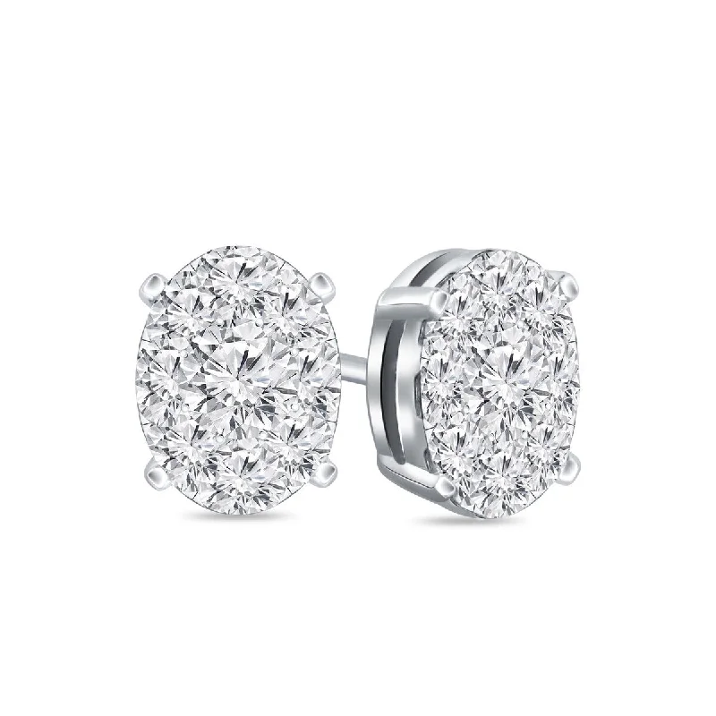 Auriya 14k Gold 1/2ctw Oval Pave Diamond Stud Earrings (H-I, I1-I2)