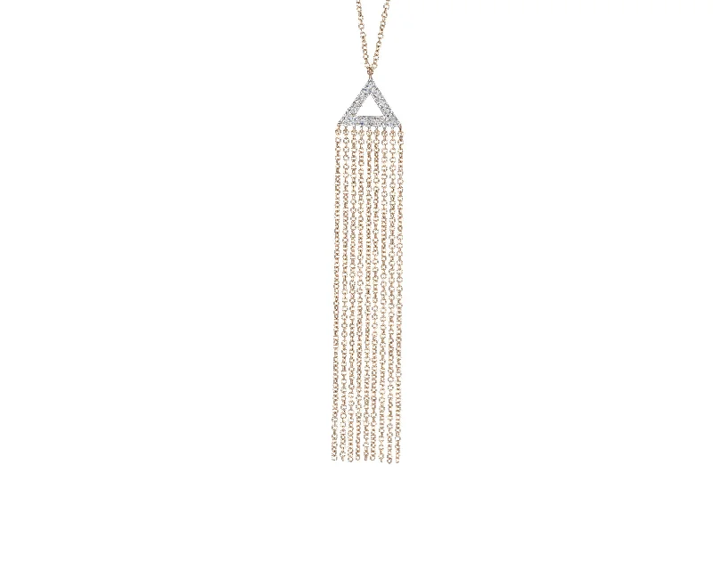 14KT Rose Gold Diamond Pave Triangle Fringe Necklace