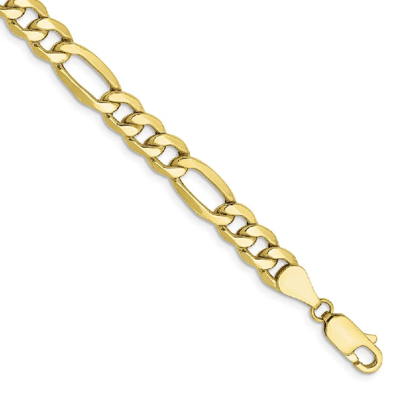 Men's 6.25mm, 10k Yellow Gold Hollow Figaro Chain Bracelet