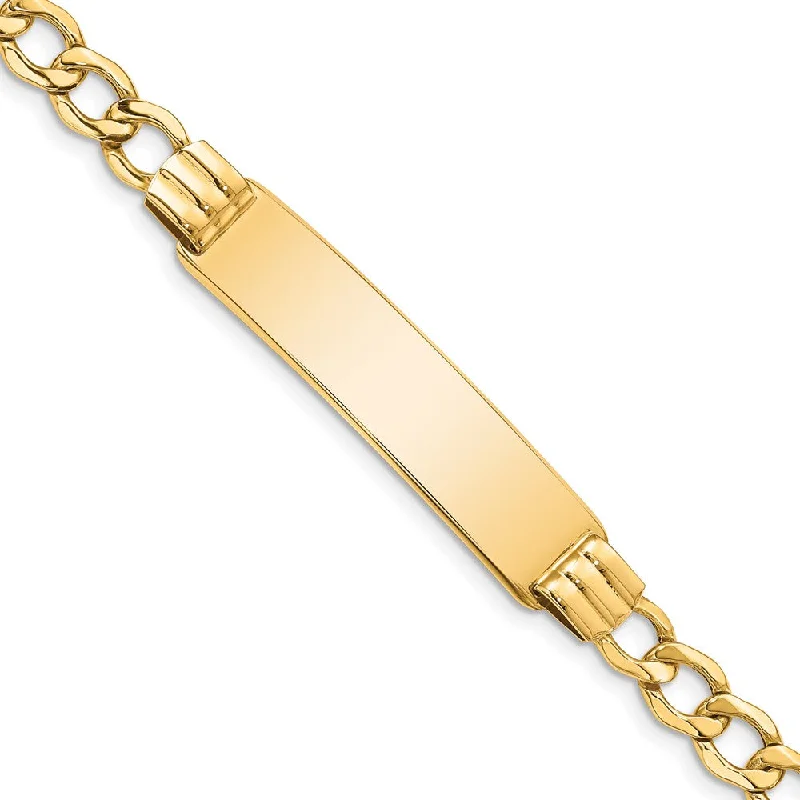 14k Yellow Gold 5.9mm Hollow Curb Link I.D. Bracelet - 8 Inch