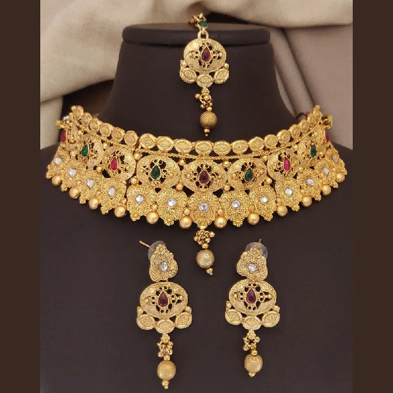 FS Collection Gold Plated Pota Choker Necklace Set