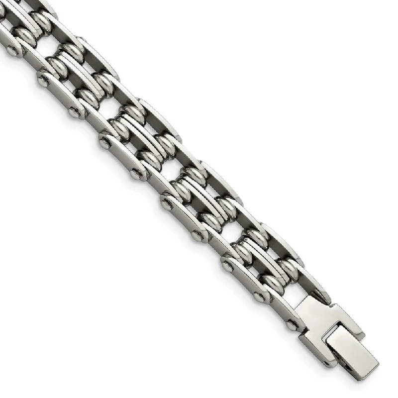 Men's Stainless Steel 9mm Polished Bracelet, 8.5 Inch